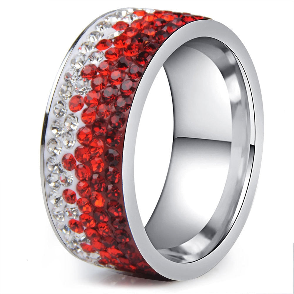 Accessories Women Stainless Steel Full Crystal Rings