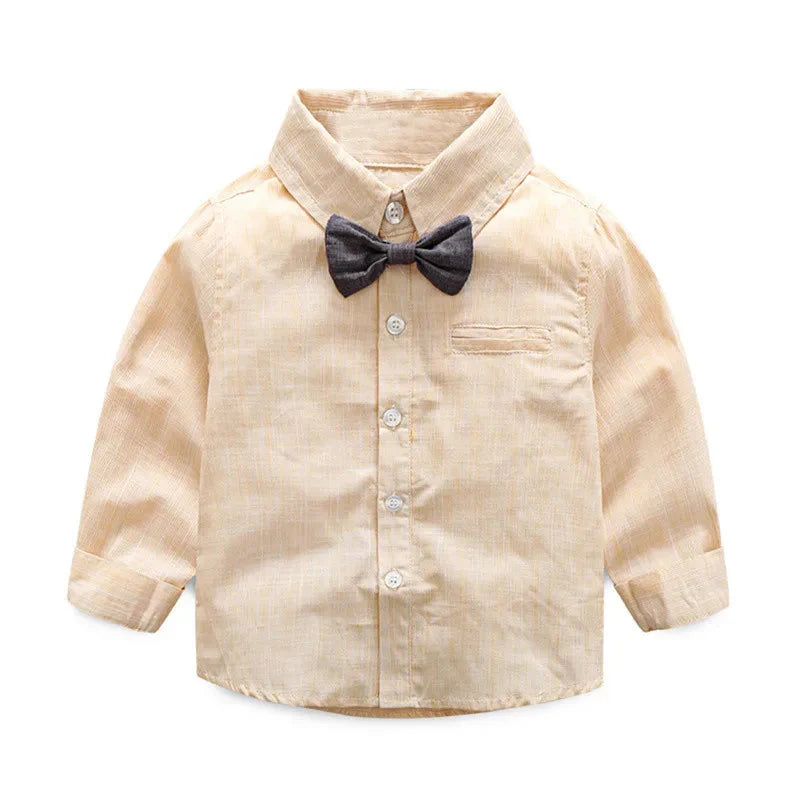 Kids Boys Strip Long Sleeve Bow Tie T-shirt+Suspenders Pants