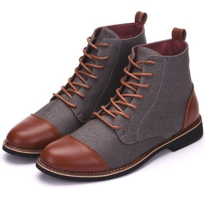 Women Lace Up Ankle Oxfords Leather Boots