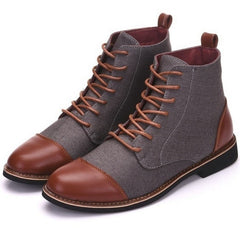 Women Lace Up Ankle Oxfords Leather Boots