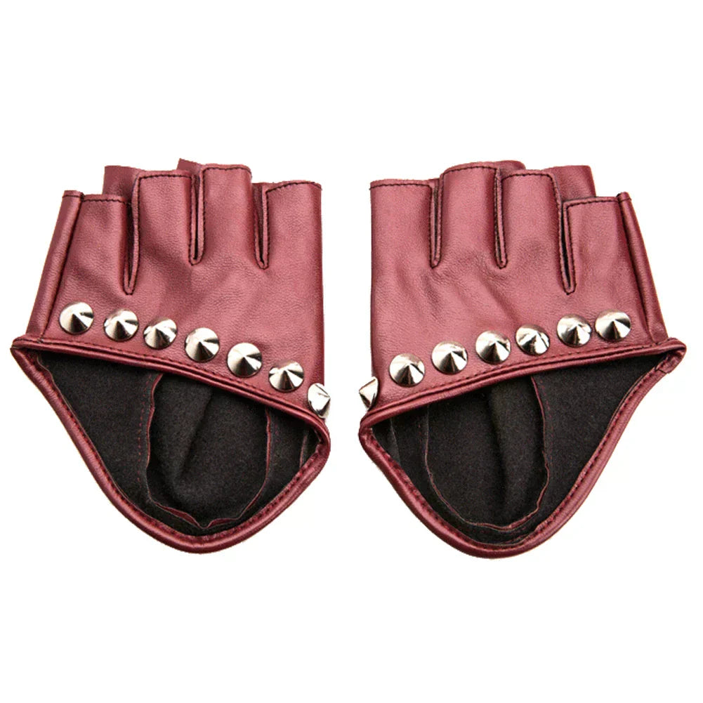 Accessories Women PU Leather Motorcycle Fingerless Gloves