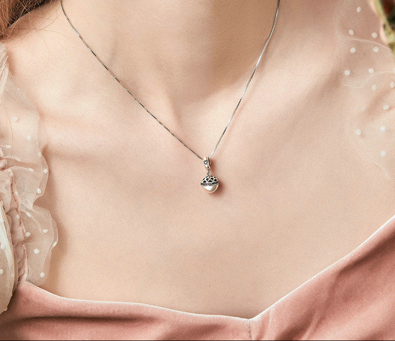 Sterling Silver 925 Gift Box Dangle Ball Charm Pendant