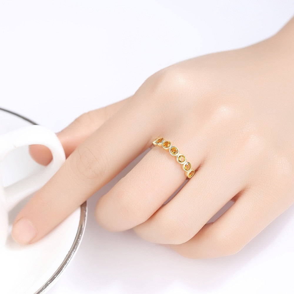 Sterling Silver 925 Round Topaz Gemstone Eternity Ring