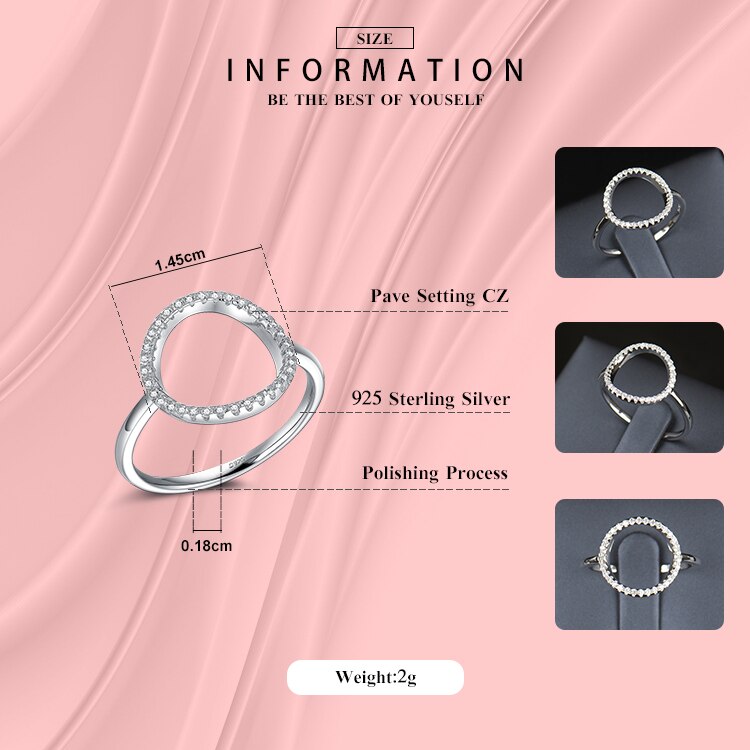 Sterling Silver 925 Hollow White And Rose Gold Cubic Zirconia Ring