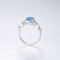 Sterling Silver 925 Blue Square Topaz Ring