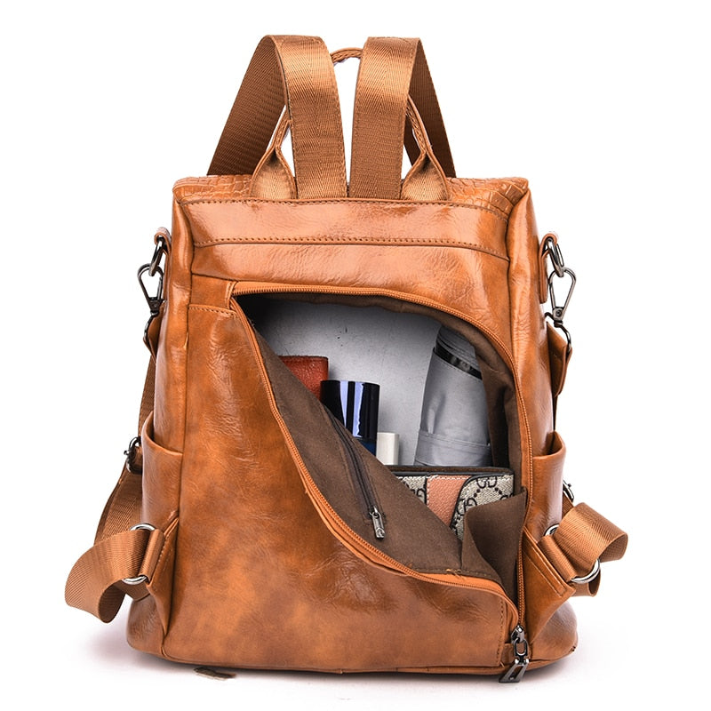 Accessories Women Alligator Leather Anti-Theft Multifunction Backpack