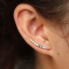 Sterling Silver 925 Curved Long Studs Earrings