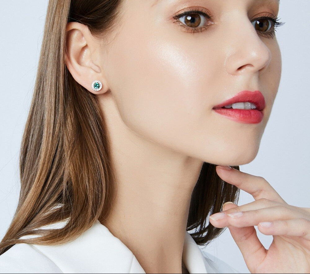 Sterling Silver 925 Round Shape Stud Earrings