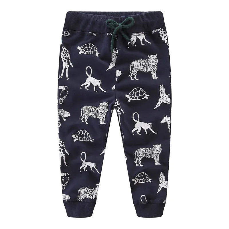 Kids Boys Animals Print Warm Sweat Pants