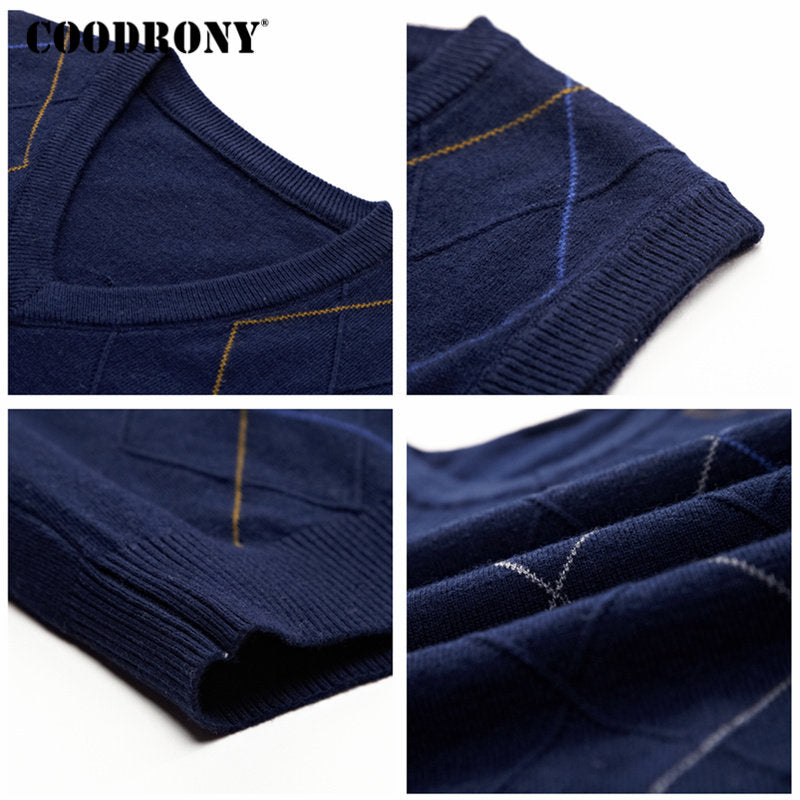 Men V-Neck Sleeveless Knitted Cashmere Wool Sweater Vest