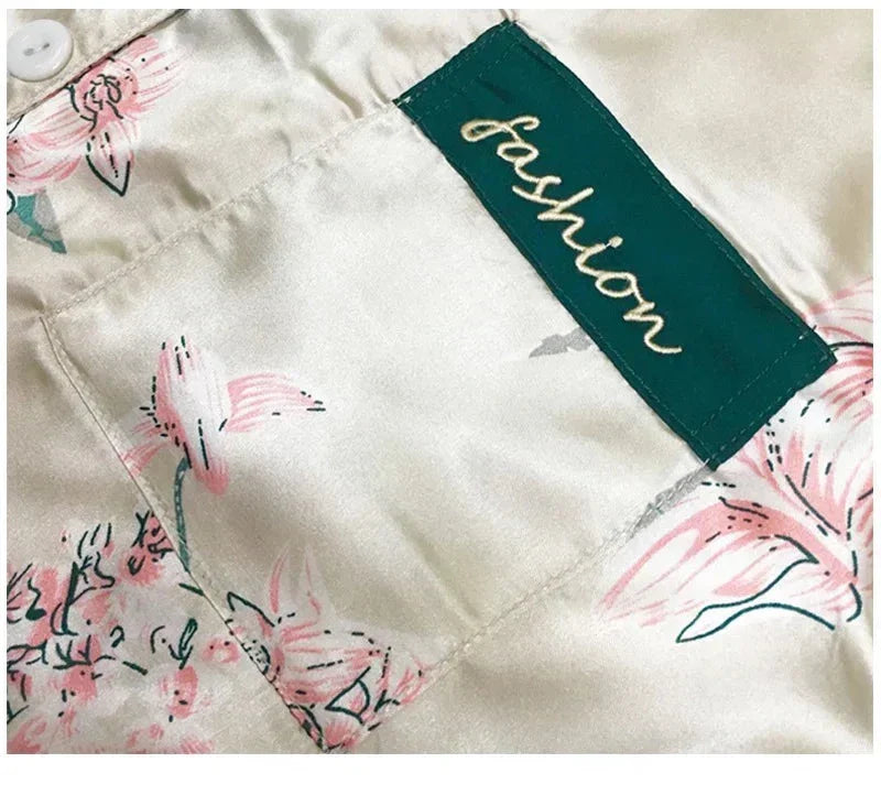 Women Silk Satin Loungewear Pyjamas Set