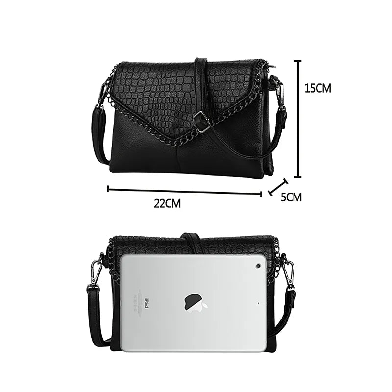 Women Alligator Chains Envelope Clutch Bag