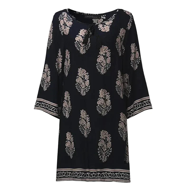 Woman 3/4 Sleeve Lace Up Long Tops