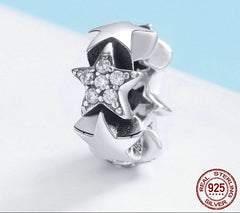 Sterling Silver 925 Little Star Beaded Charm