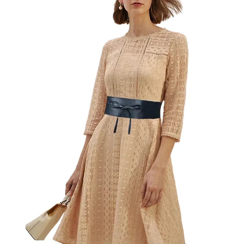 Women Bowknot Faux Leather Wrap Waistband Belt