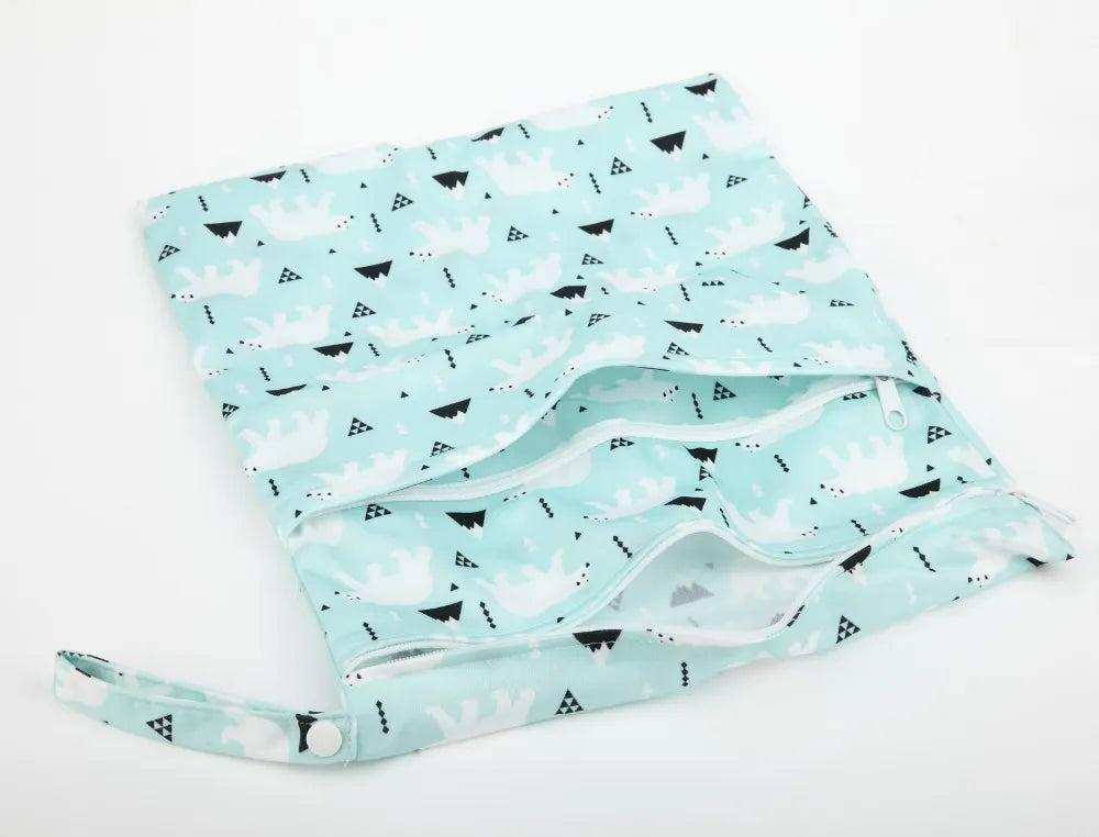 Baby Two Zippered Waterproof Reusable Washable Diaper Bag