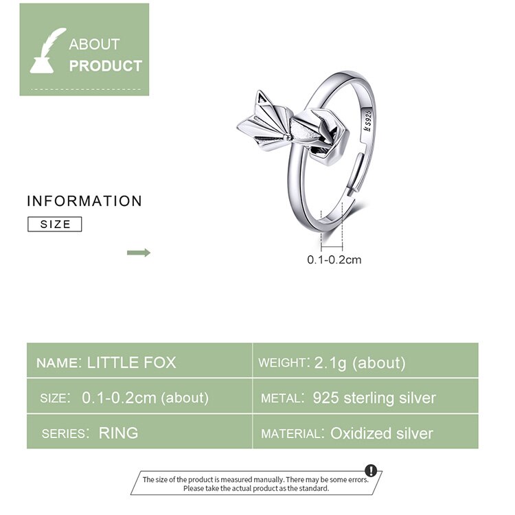 Sterling Silver 925 Fox Finger Rings