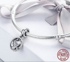 Sterling Silver 925 Traveling Dream Map & Plane Charm Pendant