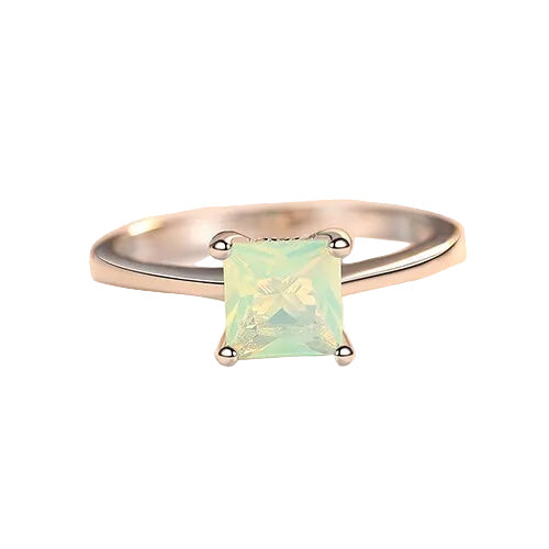 Sterling Silver 925 Simple Zircon Emerald Stone Ring