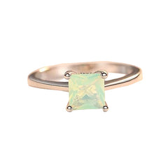 Sterling Silver 925 Simple Zircon Emerald Stone Ring