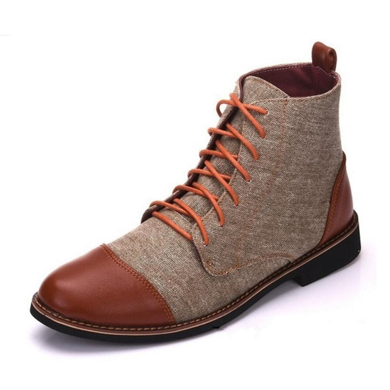Women Lace Up Ankle Oxfords Leather Boots