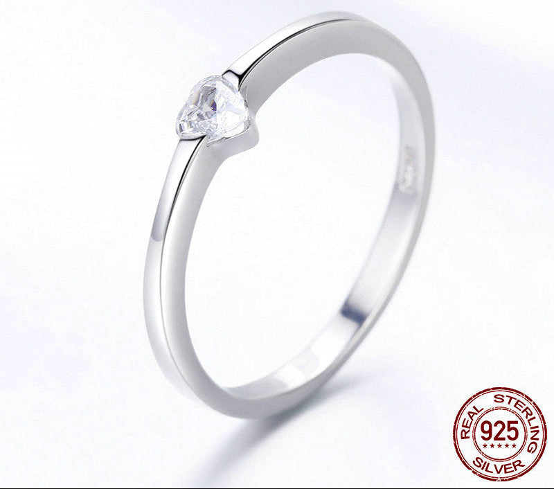 Sterling Silver 925 Heart Stone Finger Rings