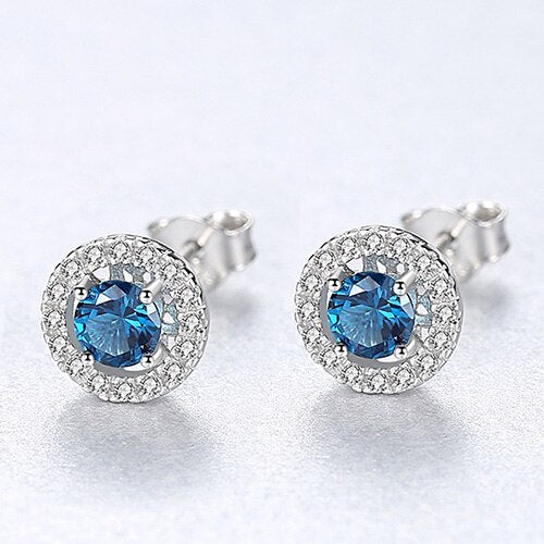 Sterling Silver 925 Round Shape Stud Earrings