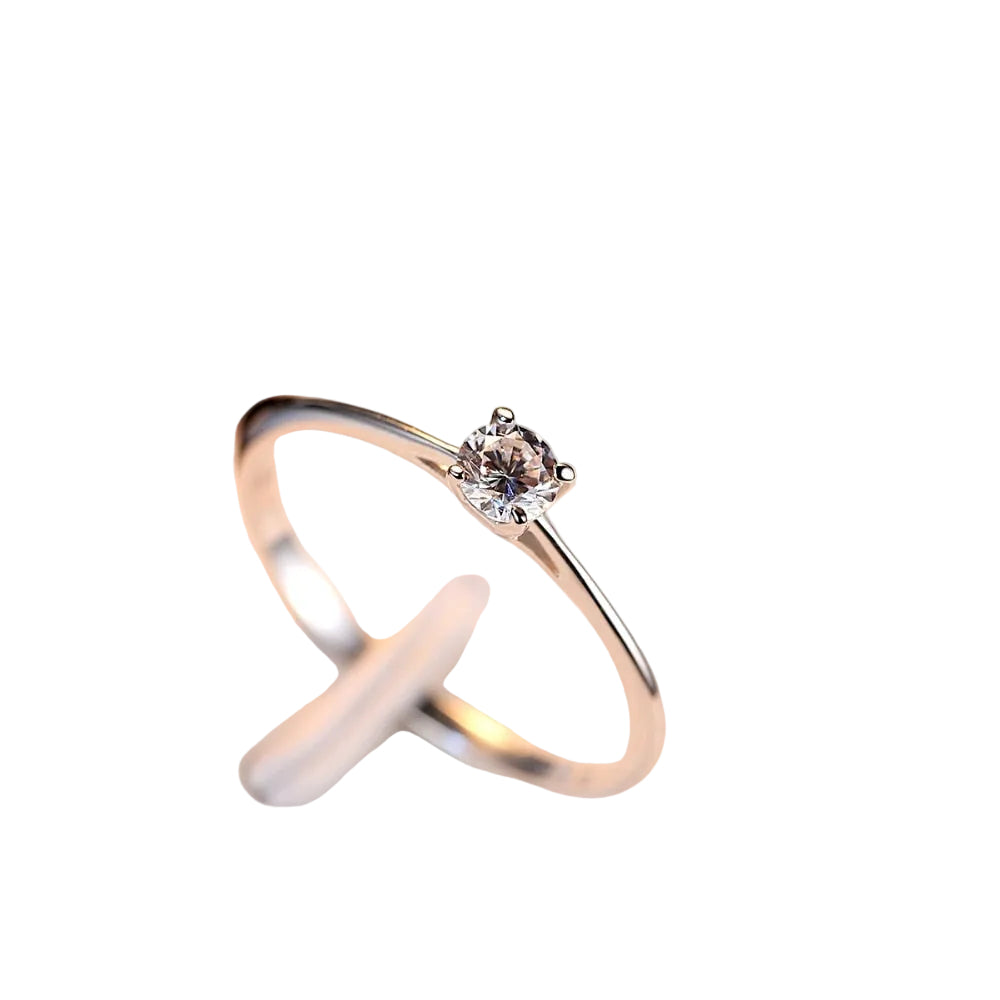 Sterling Silver 925 Simple Classic 4mm Cubic Zirconia Ring
