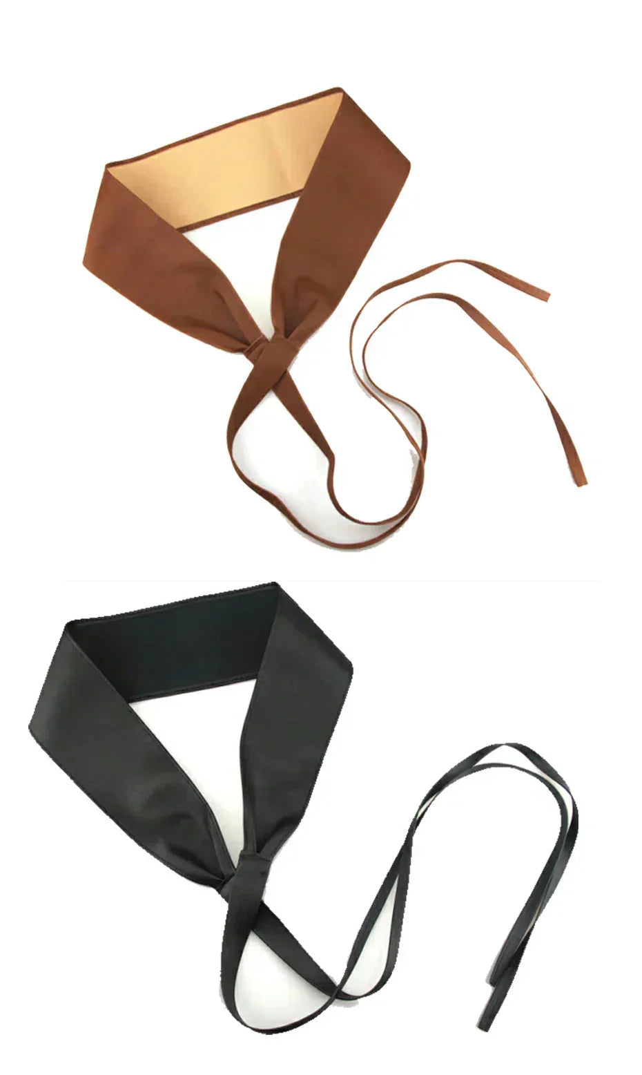 Women Bowknot Faux Leather Wrap Waistband Belt