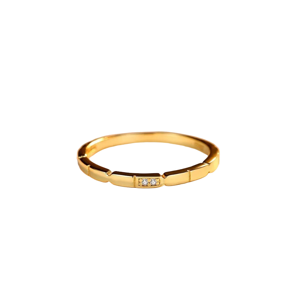 Sterling Silver 925 Unisex Twin Tiny Cubic Zircon Ring