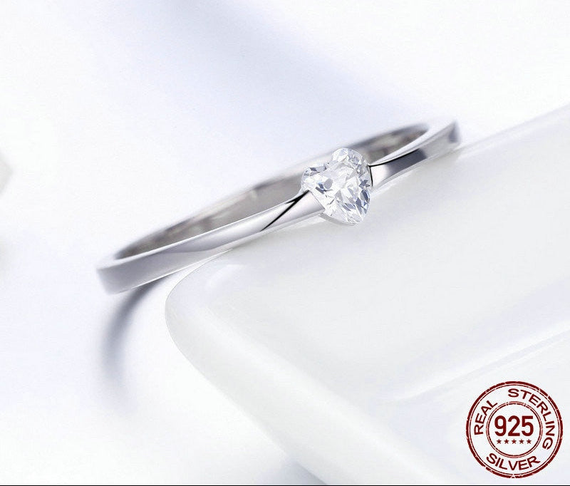 Sterling Silver 925 Heart Stone Finger Rings