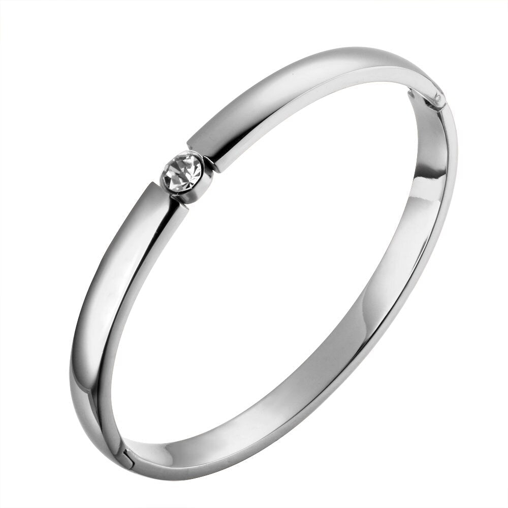 Stainless Steel CZ Rose Gold Bangles Cuff Bracelets