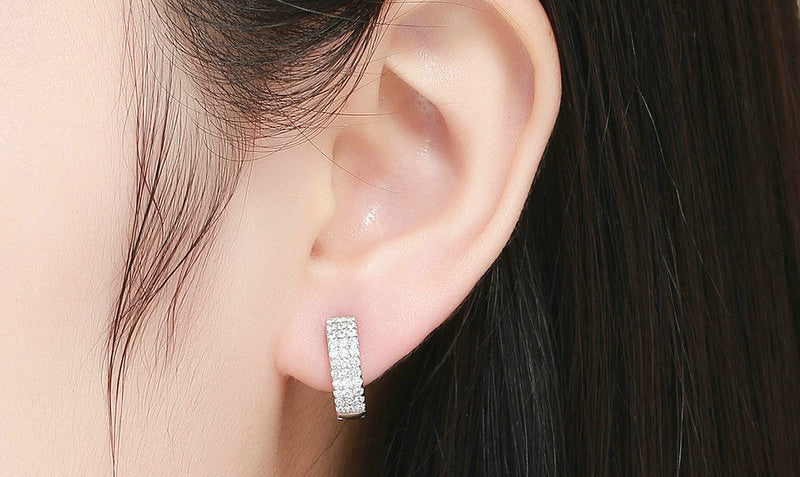 Sterling Silver 925 Women Classic Cubic Zircon Stud Earrings