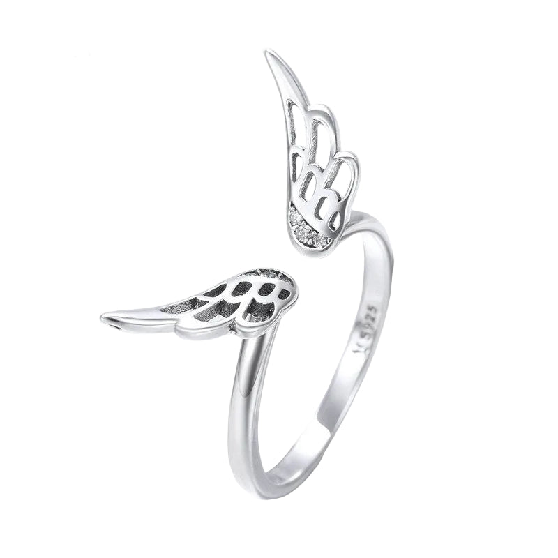 Sterling Silver 925 Women Classic Feather Wings Rings