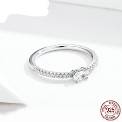 Sterling Silver 925 Dazzling Crystal Zircon Silver Ring