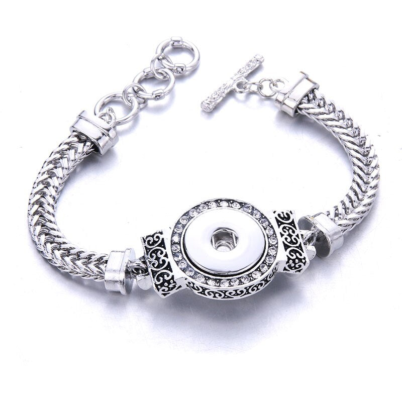 Women  Adjustable Chain Metal Snap Buttons Bracelet