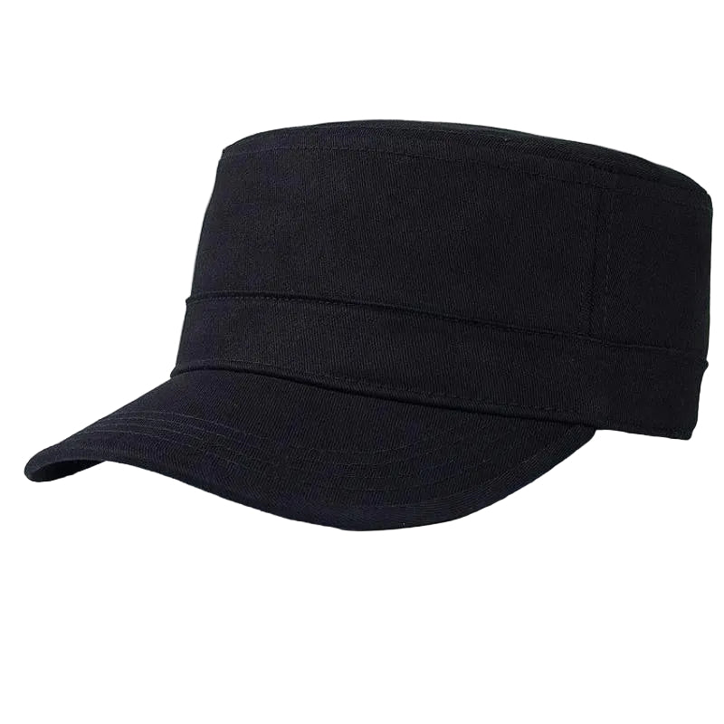 Unisex Cotton Black Army Flat Cap