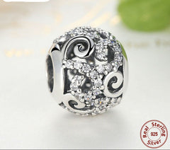 Sterling Silver 925 Crystal Round Charm
