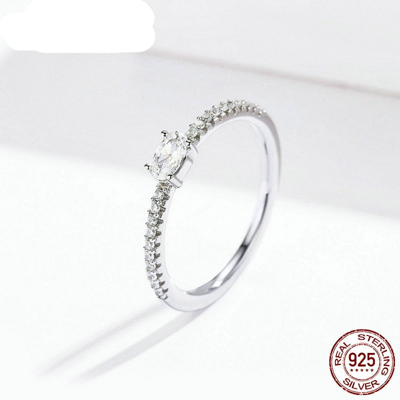 Sterling Silver 925 Dazzling Crystal Zircon Silver Ring