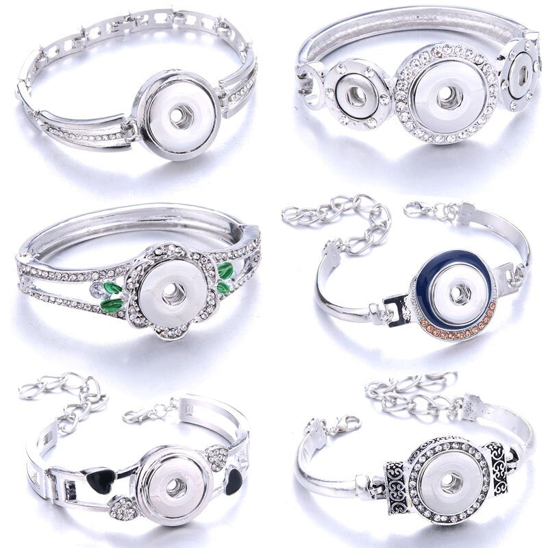 Women  Adjustable Chain Metal Snap Buttons Bracelet