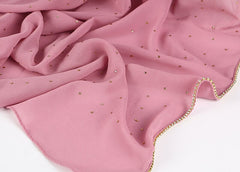 Women Chiffon Hijab Scarf Shimmer with Crystal Chained Edge