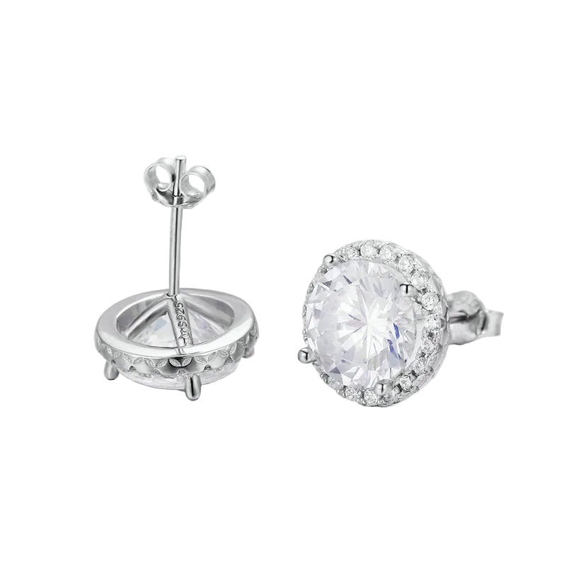 Sterling Silver 925 Dazzling Clear CZ Small Stud Earrings