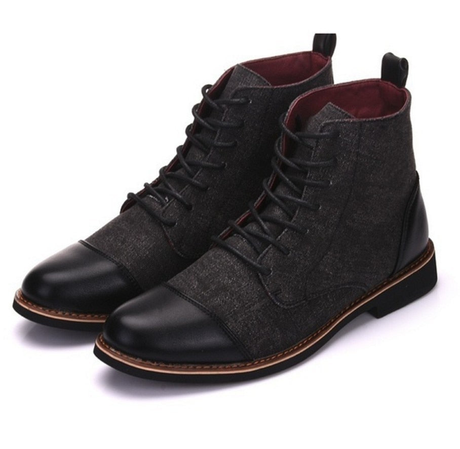 Women Lace Up Ankle Oxfords Leather Boots