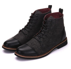 Women Lace Up Ankle Oxfords Leather Boots