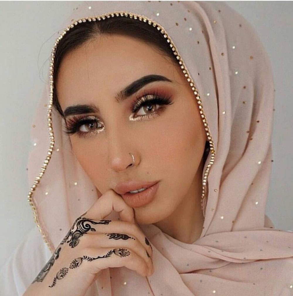 Women Chiffon Hijab Scarf Shimmer with Crystal Chained Edge