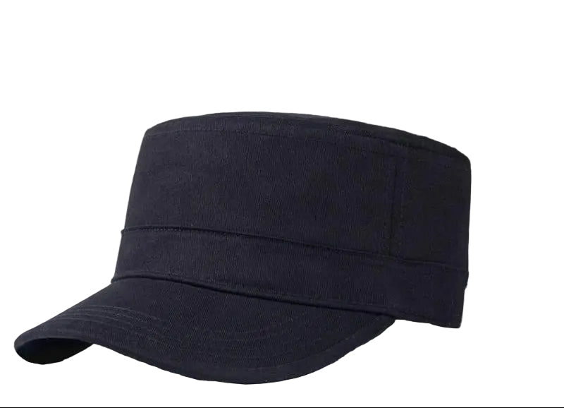 Unisex Cotton Black Army Flat Cap