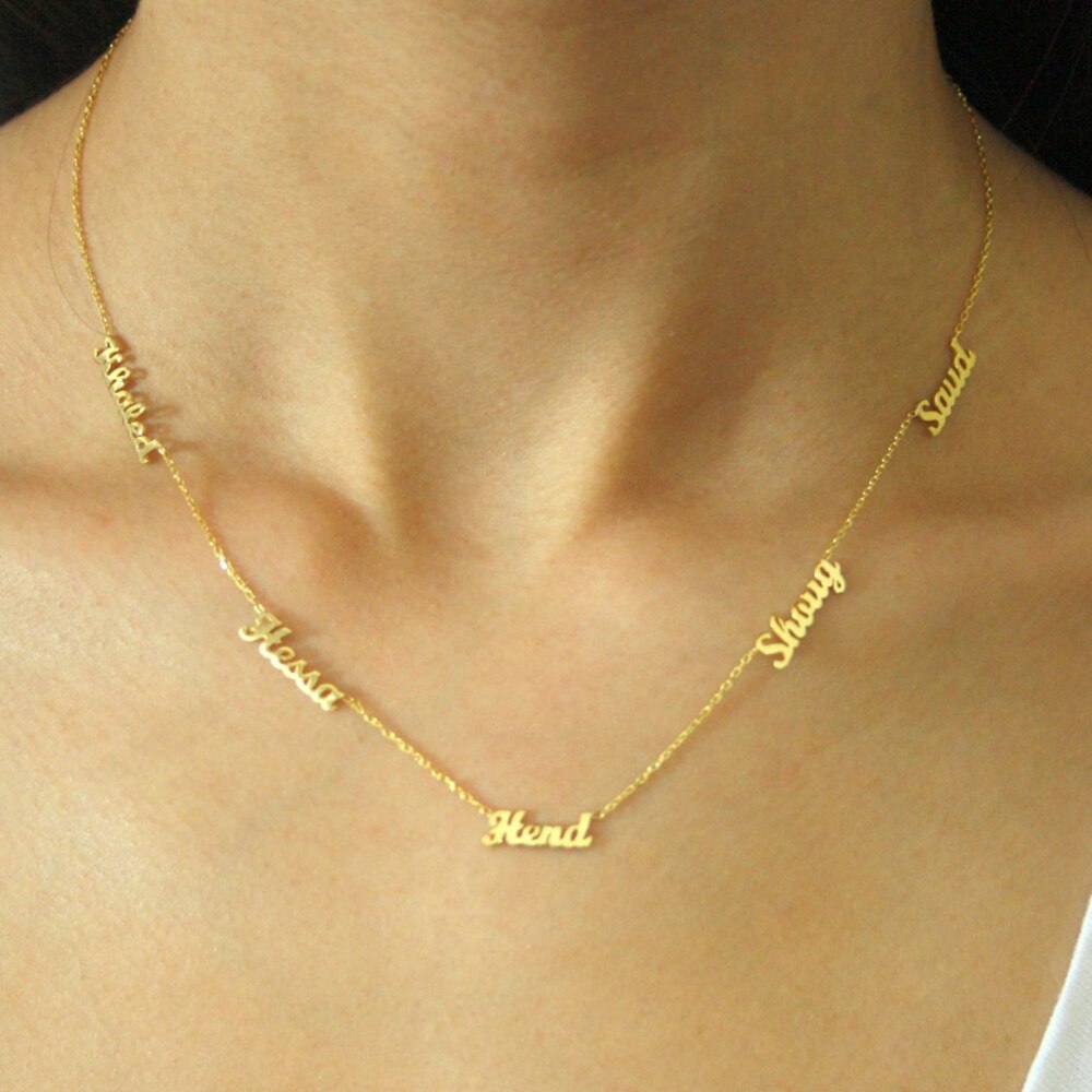 Stainless Steel Custom Personalized 1-5 Multiple Nameplate Pendant Necklace