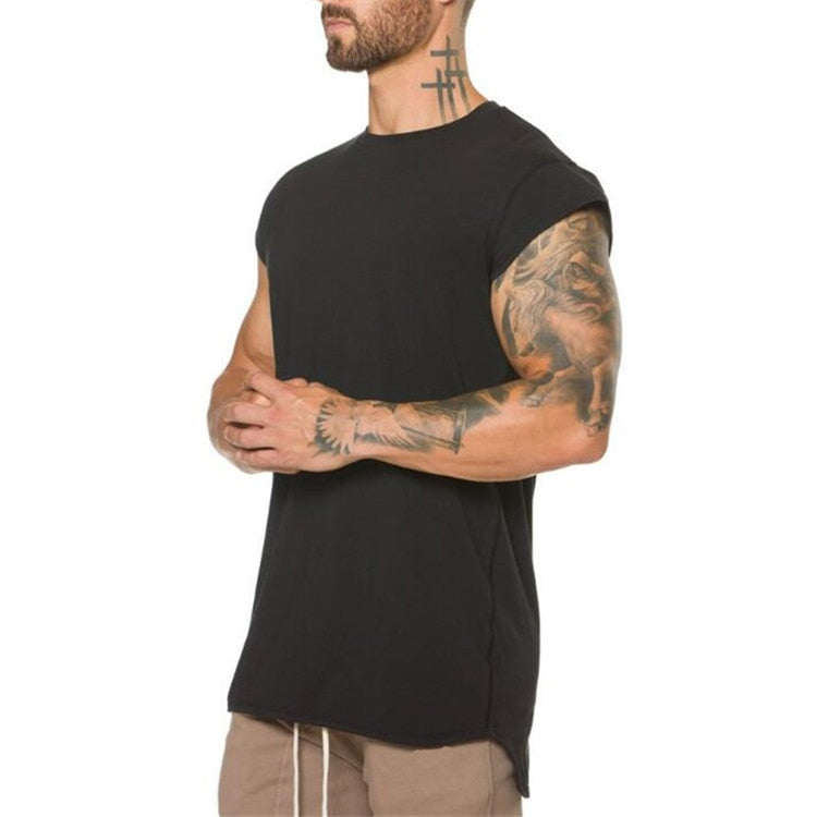 Men Muscle Hugging Gym Fitness Active T Shirt