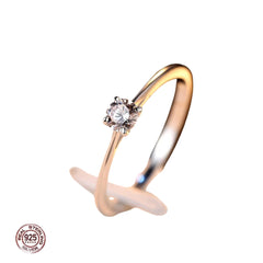 Sterling Silver 925 Simple Classic 4mm Cubic Zirconia Ring