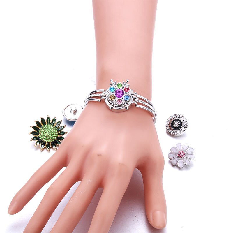 Women  Adjustable Chain Metal Snap Buttons Bracelet